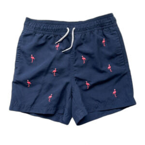 Janie and Jack Connor Navy Flamingo Swim Trunk Size 5